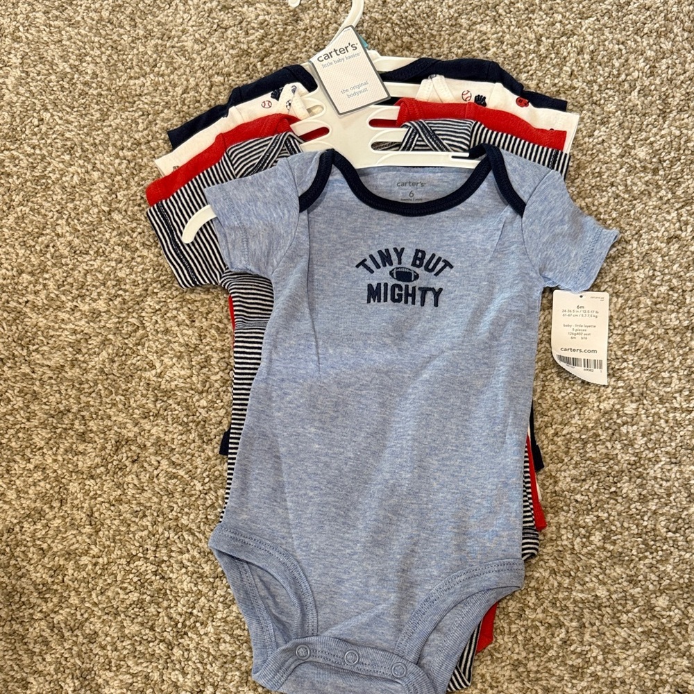 Carter's Blue and Navy 'Tiny But Mighty' Bodysuit Set